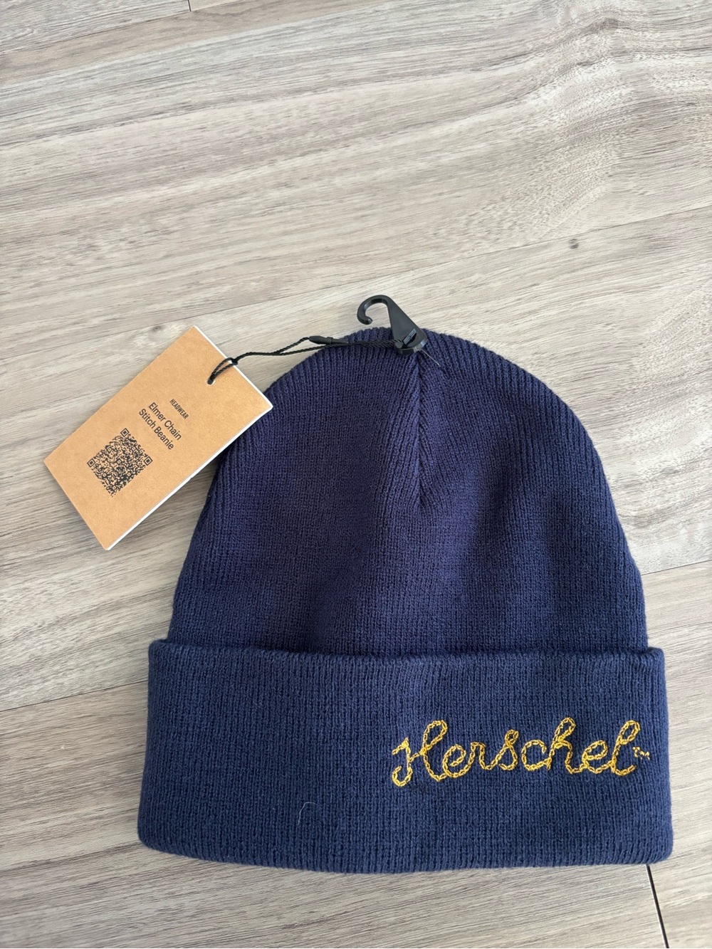 Herschel Supply Company Navy Beanie with Gold Script Logo (unisex)